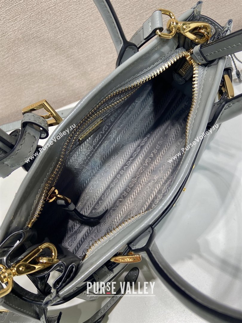 Prada Bonnie mini leather handbag Grey 2025 1BA486 (YZ-260123014)