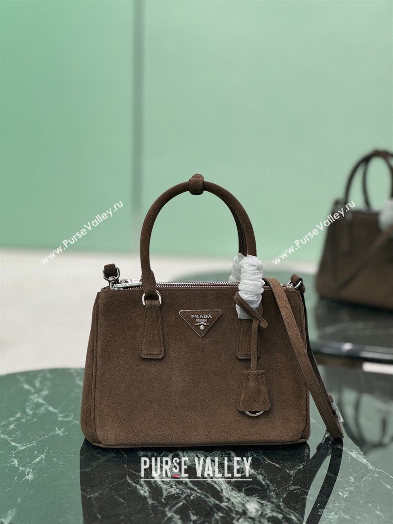 Prada Galleria small Suede bag Brown 2026 1BA896 (YZ-260410122)