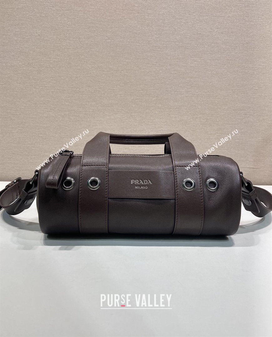 Prada Prada Route medium leather top-handle bag Coffee Brown 2026 1BB161 (YZ-260410114)