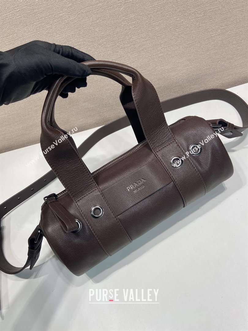 Prada Prada Route medium leather top-handle bag Coffee Brown 2026 1BB161 (YZ-260410114)