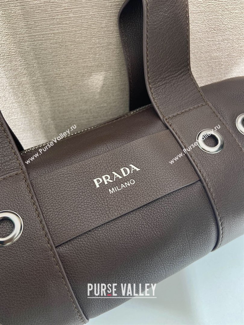 Prada Prada Route medium leather top-handle bag Coffee Brown 2026 1BB161 (YZ-260410114)
