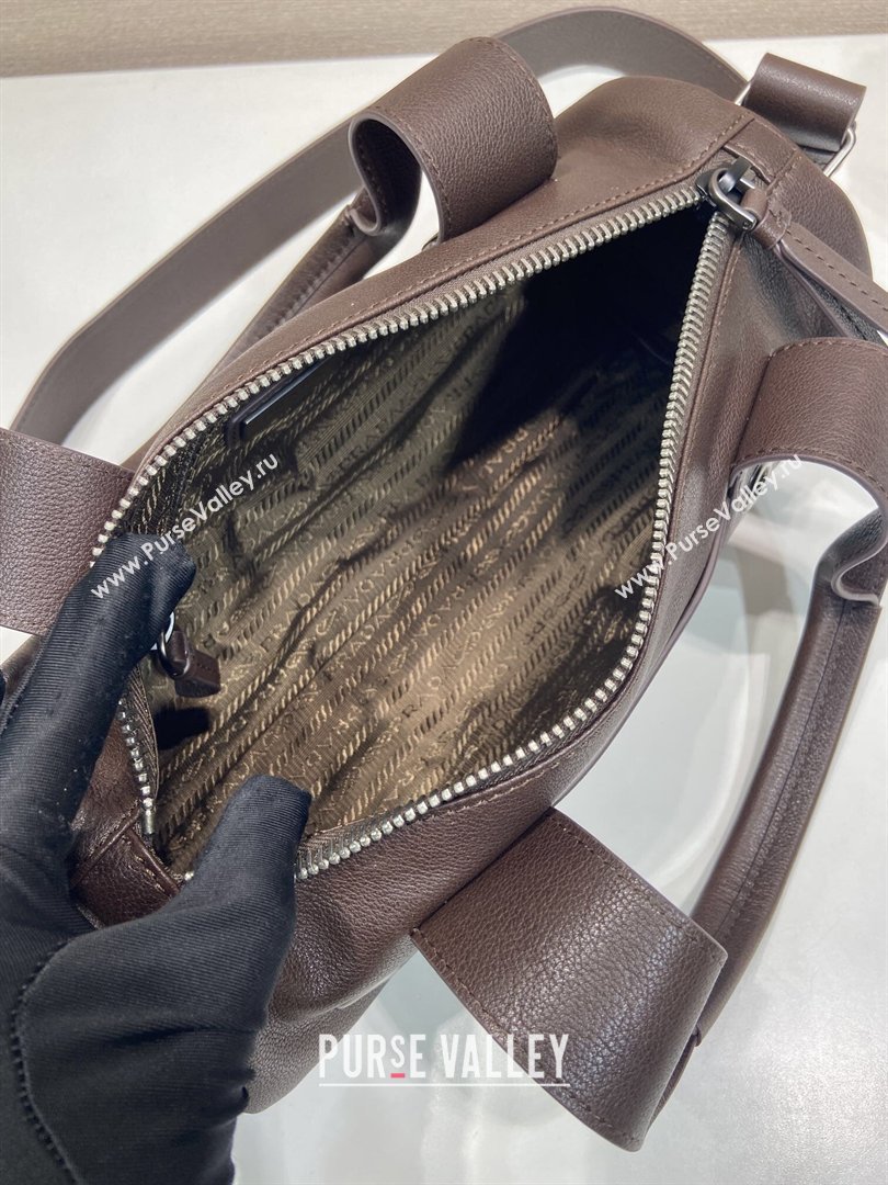 Prada Prada Route medium leather top-handle bag Coffee Brown 2026 1BB161 (YZ-260410114)