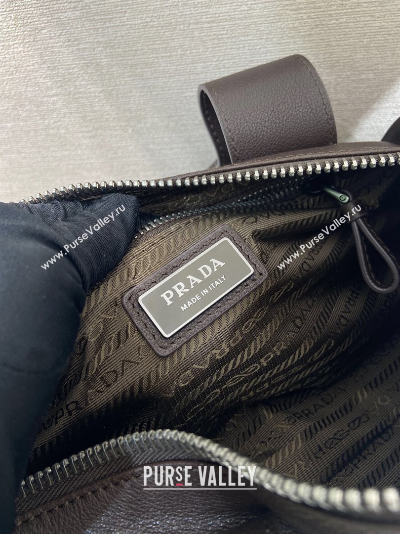 Prada Prada Route medium leather top-handle bag Coffee Brown 2026 1BB161 (YZ-260410114)