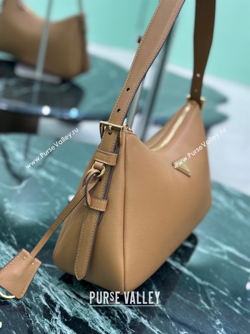 Prada Aimee medium leather shoulder bag Caramel Brown 2025 1BC229 (YZ-250808106)