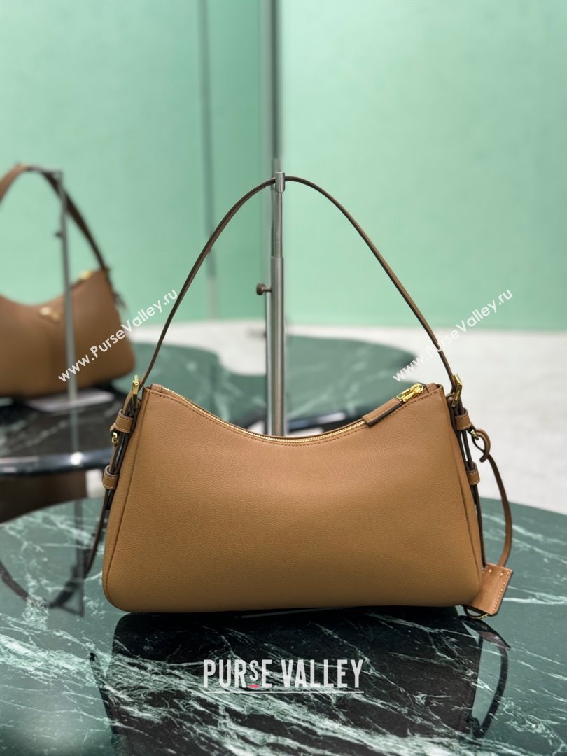 Prada Aimee medium leather shoulder bag Caramel Brown 2025 1BC229 (YZ-250808106)