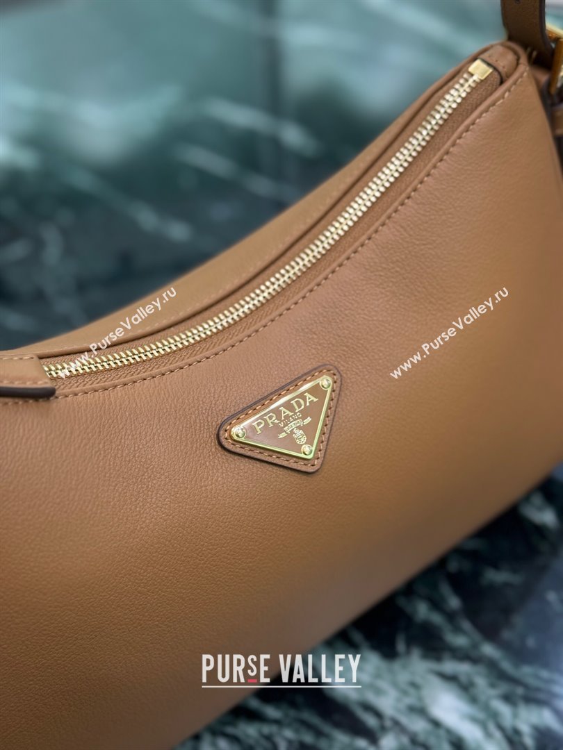 Prada Aimee medium leather shoulder bag Caramel Brown 2025 1BC229 (YZ-250808106)