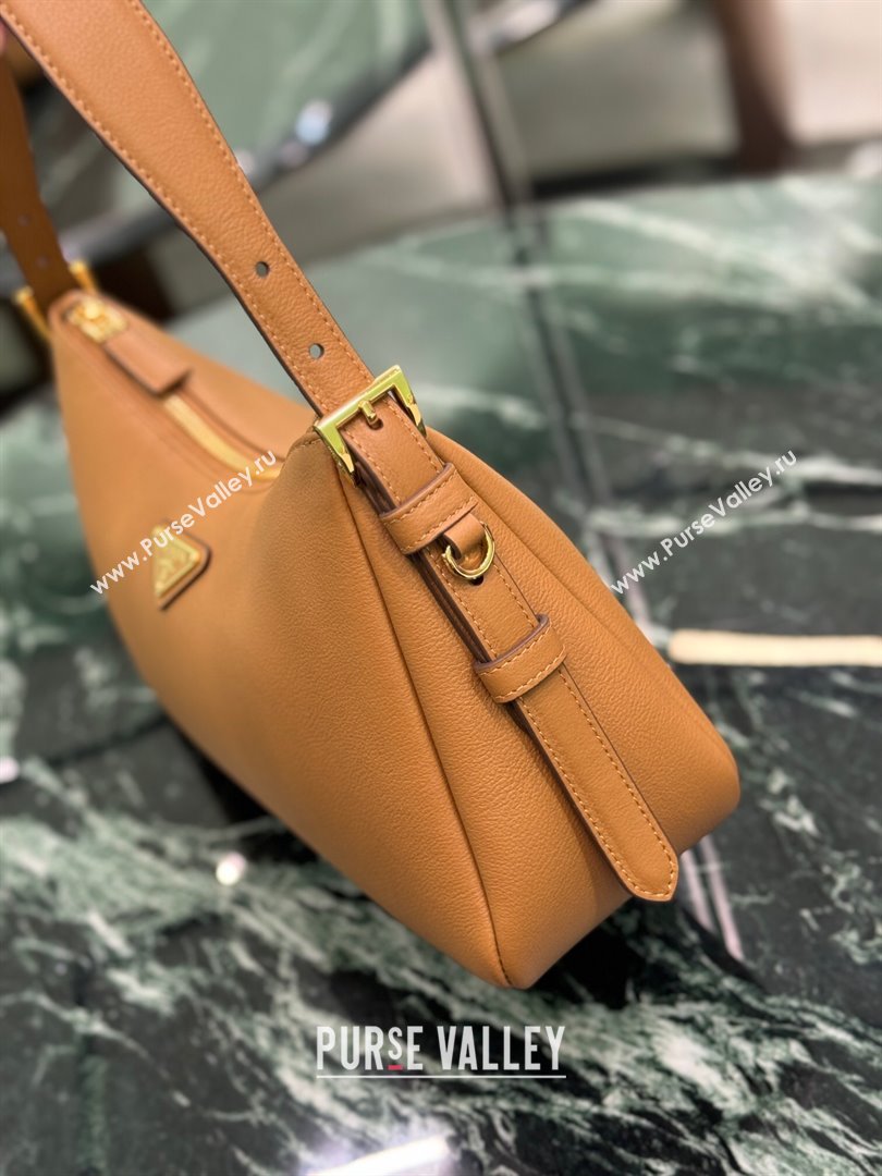 Prada Aimee medium leather shoulder bag Caramel Brown 2025 1BC229 (YZ-250808106)