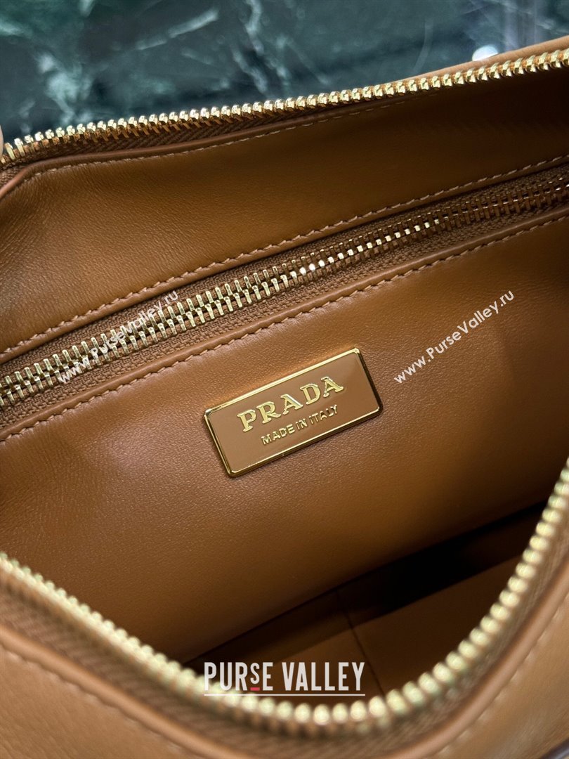 Prada Aimee medium leather shoulder bag Caramel Brown 2025 1BC229 (YZ-250808106)