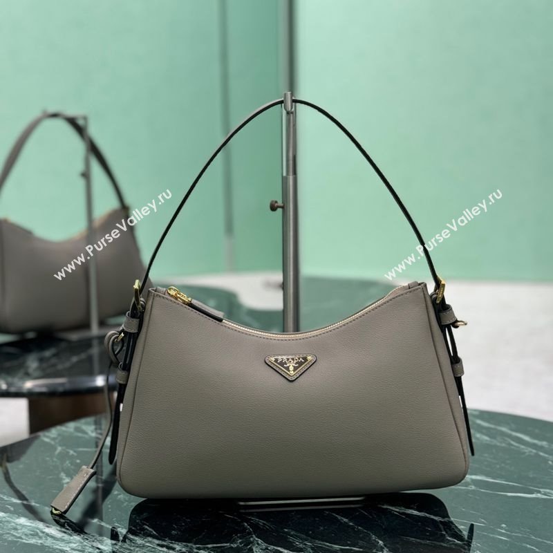 Prada Aimee medium leather shoulder bag Grey 2025 1BC229 (YZ-250808109)
