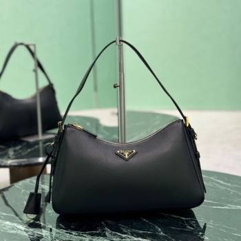 Prada Aimee medium leather shoulder bag Black 2025 1BC229 (YZ-250808108)