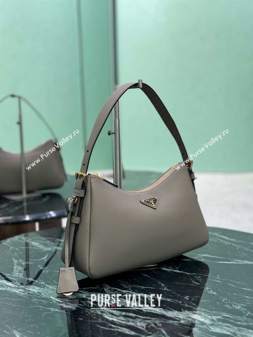 Prada Aimee medium leather shoulder bag Grey 2025 1BC229 (YZ-250808109)