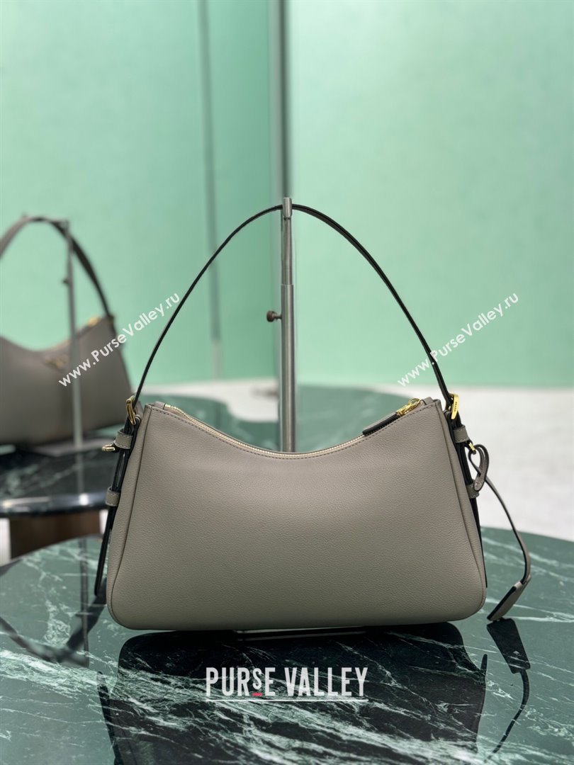 Prada Aimee medium leather shoulder bag Grey 2025 1BC229 (YZ-250808109)