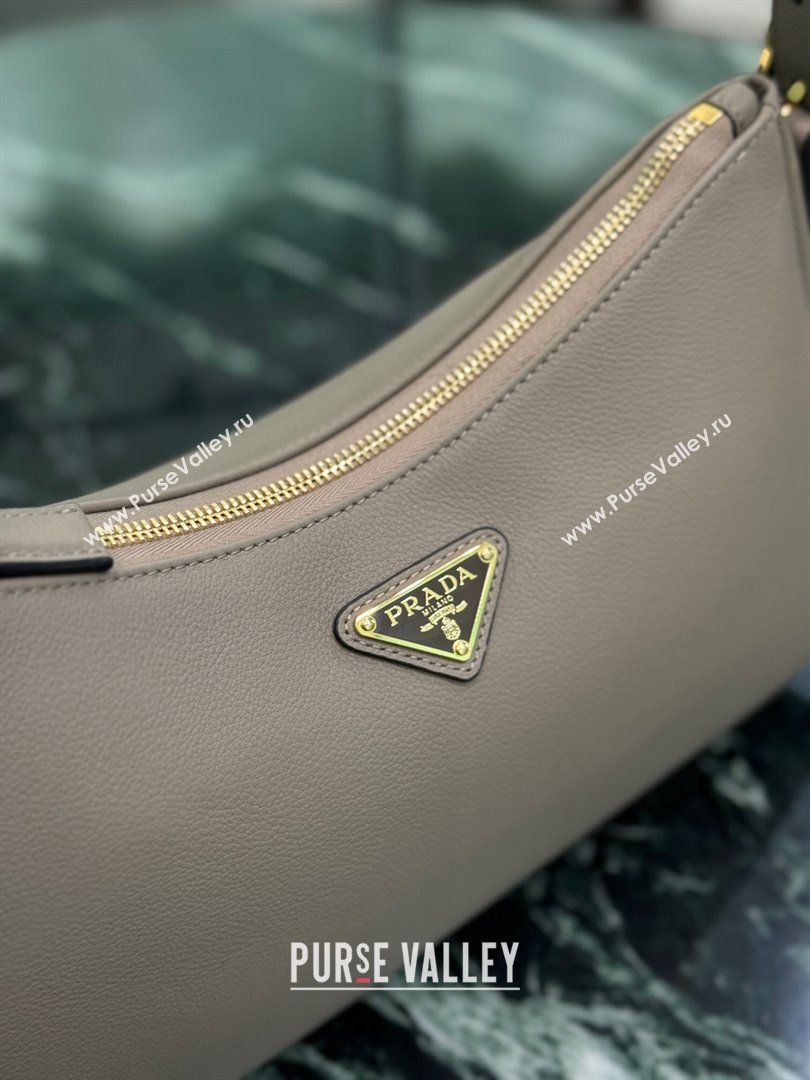 Prada Aimee medium leather shoulder bag Grey 2025 1BC229 (YZ-250808109)