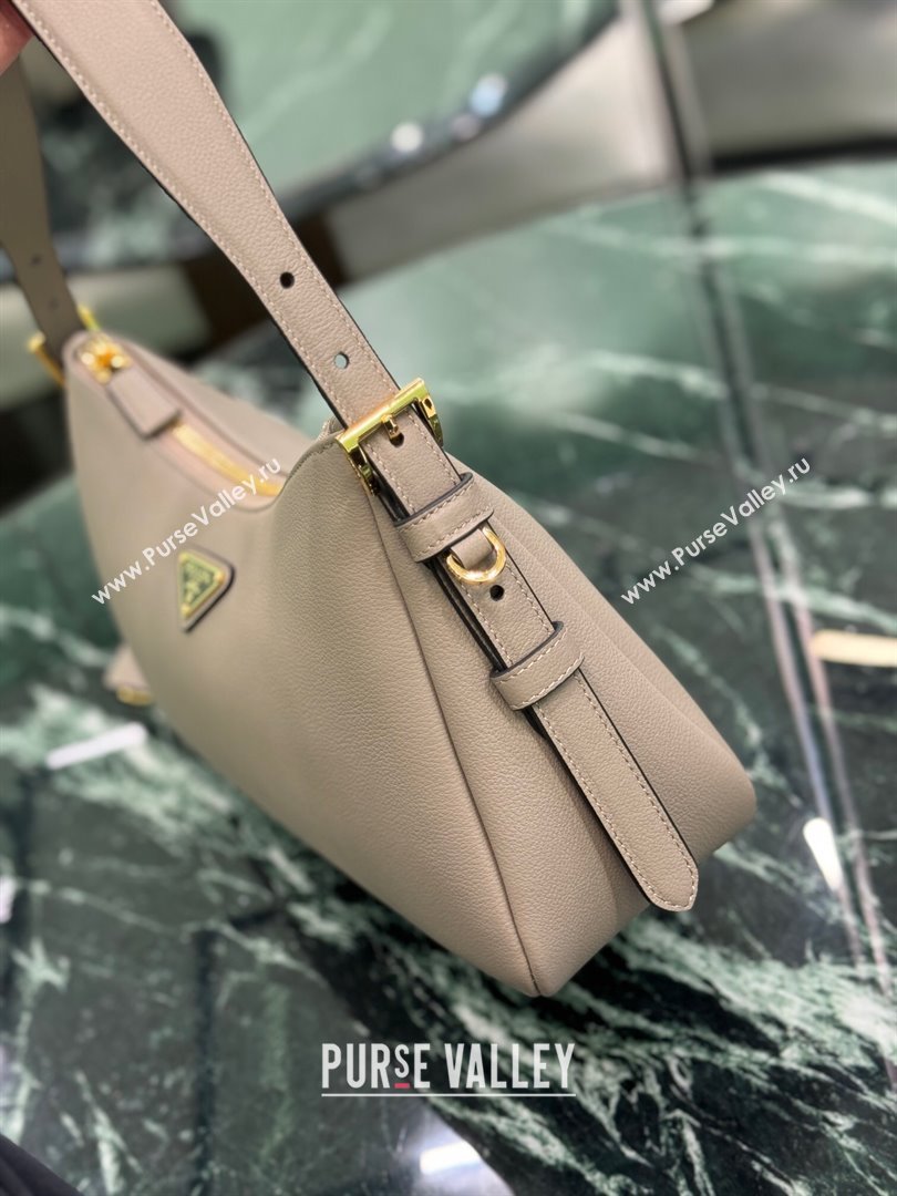 Prada Aimee medium leather shoulder bag Grey 2025 1BC229 (YZ-250808109)