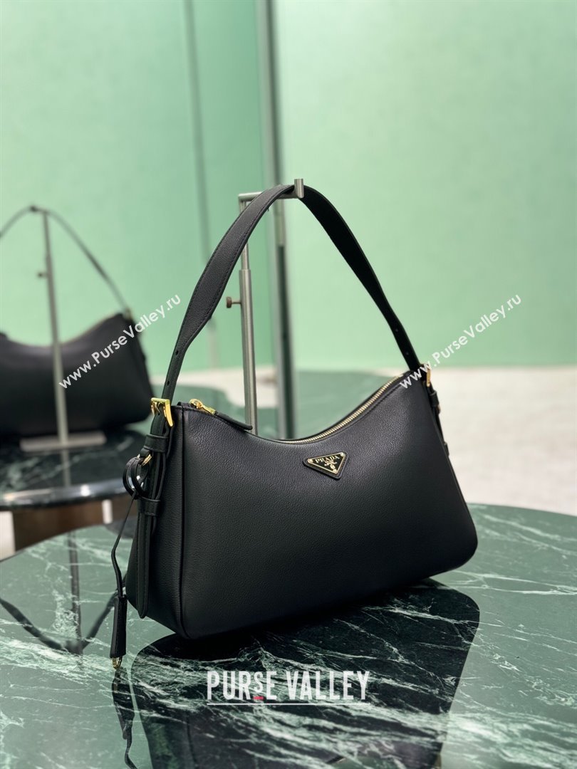 Prada Aimee medium leather shoulder bag Black 2025 1BC229 (YZ-250808108)