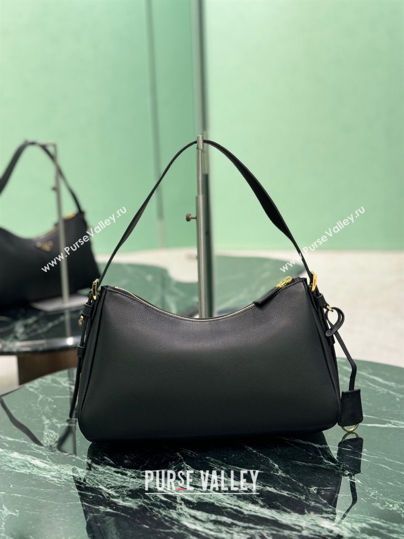 Prada Aimee medium leather shoulder bag Black 2025 1BC229 (YZ-250808108)