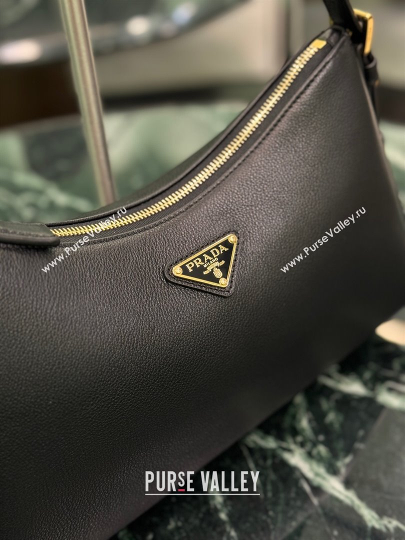 Prada Aimee medium leather shoulder bag Black 2025 1BC229 (YZ-250808108)