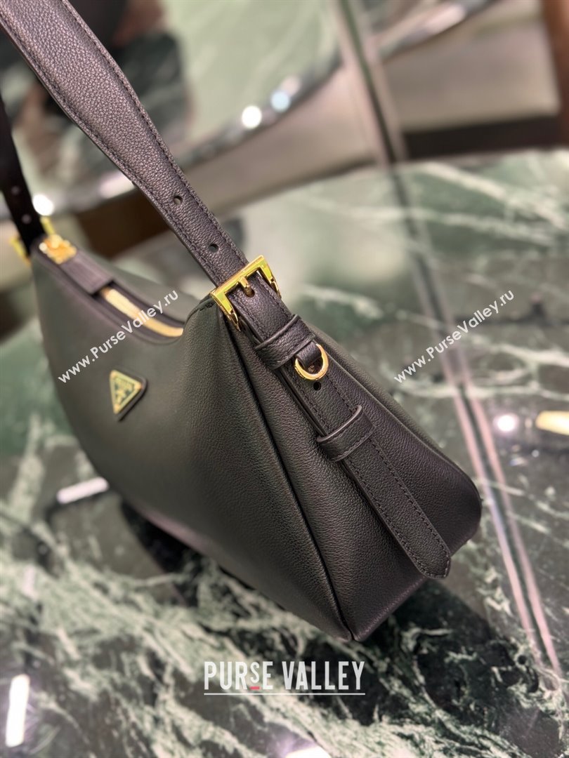 Prada Aimee medium leather shoulder bag Black 2025 1BC229 (YZ-250808108)