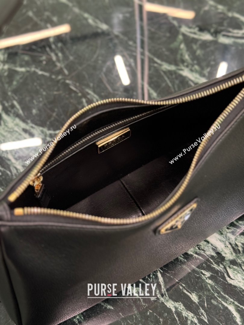 Prada Aimee medium leather shoulder bag Black 2025 1BC229 (YZ-250808108)