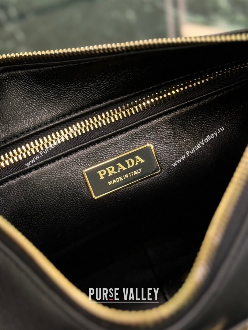 Prada Aimee medium leather shoulder bag Black 2025 1BC229 (YZ-250808108)