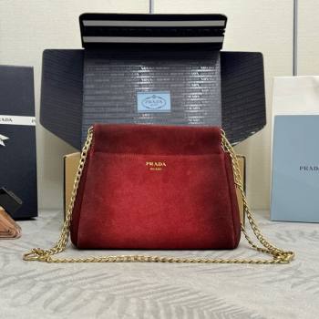 Prada Enchaîne mini suede bag Red 2025 1BC263 (YZ-250927033)