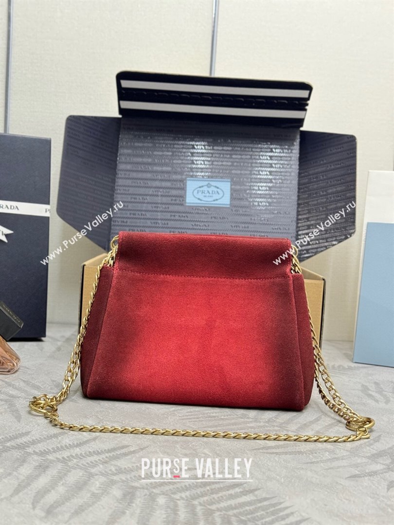 Prada Enchaîne mini suede bag Red 2025 1BC263 (YZ-250927033)