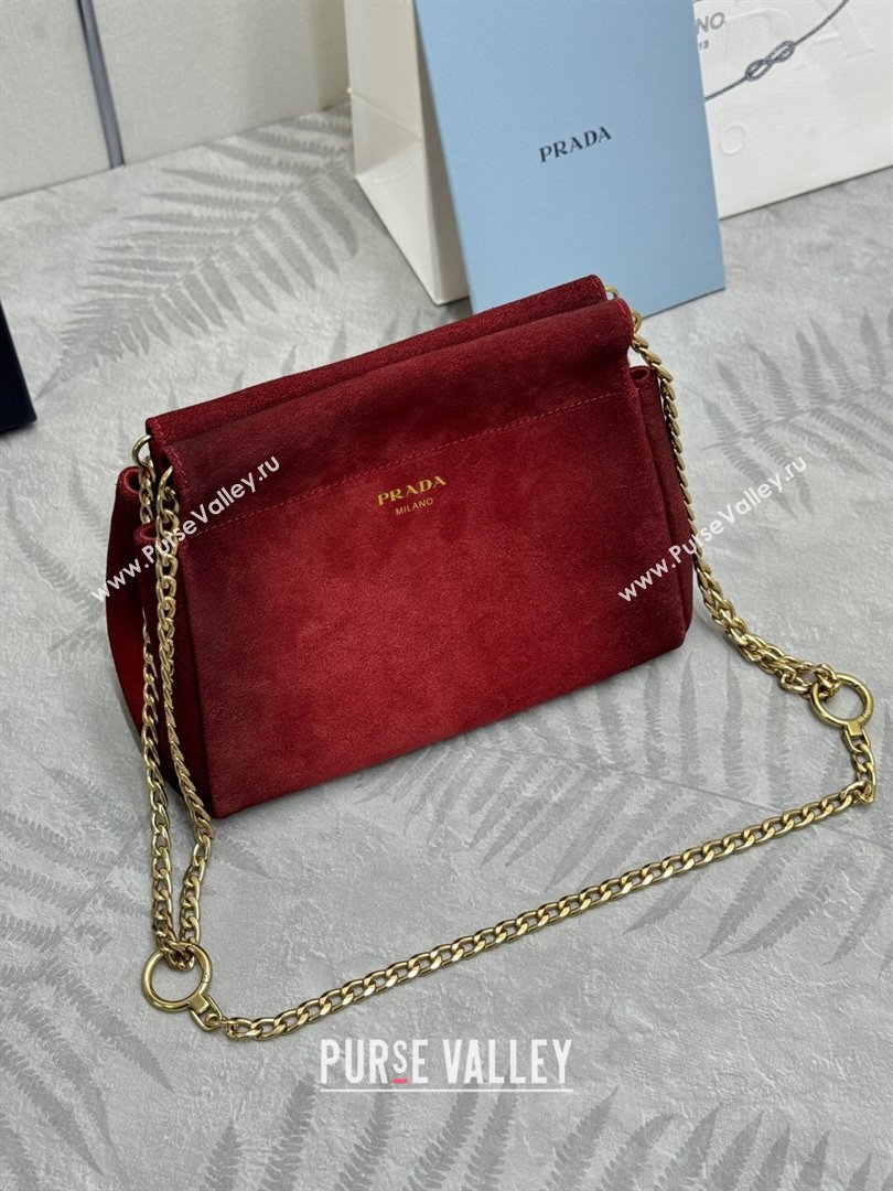 Prada Enchaîne mini suede bag Red 2025 1BC263 (YZ-250927033)