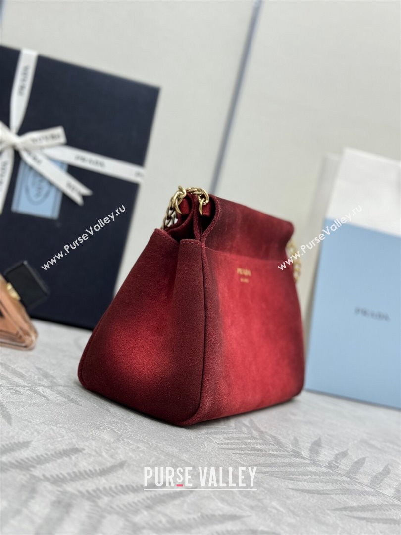 Prada Enchaîne mini suede bag Red 2025 1BC263 (YZ-250927033)