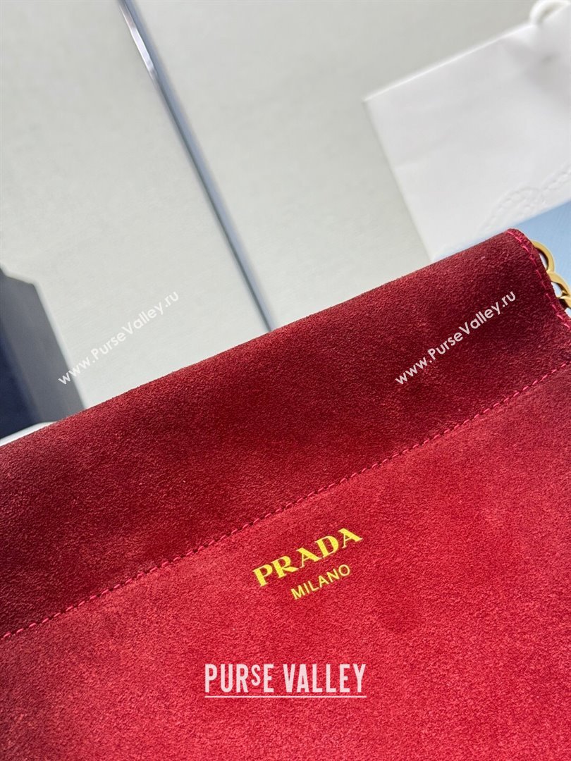 Prada Enchaîne mini suede bag Red 2025 1BC263 (YZ-250927033)