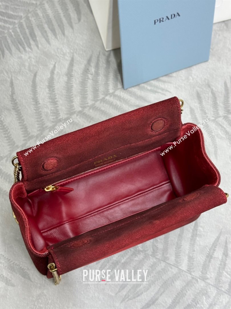 Prada Enchaîne mini suede bag Red 2025 1BC263 (YZ-250927033)