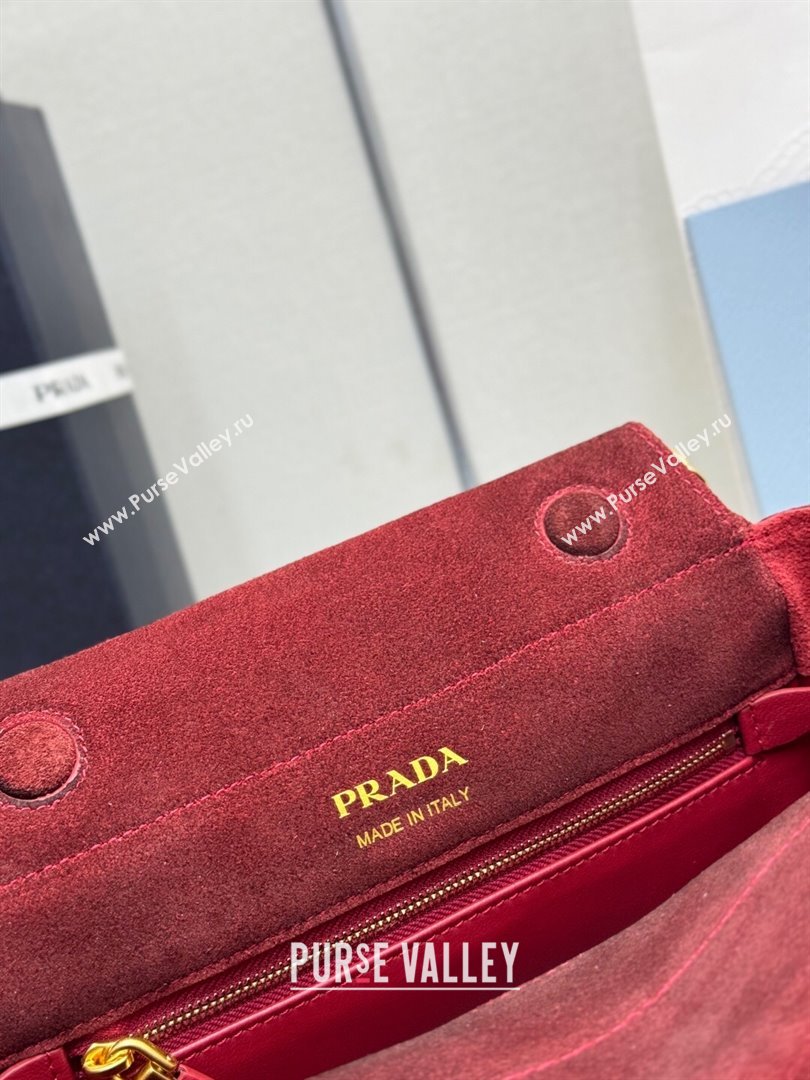 Prada Enchaîne mini suede bag Red 2025 1BC263 (YZ-250927033)