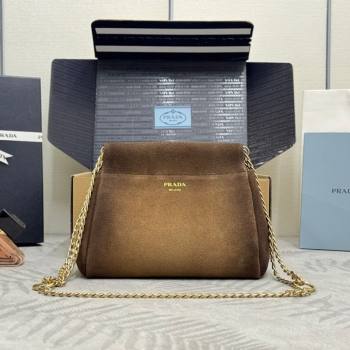 Prada Enchaîne mini suede bag Brown 2025 1BC263 (YZ-250927032)