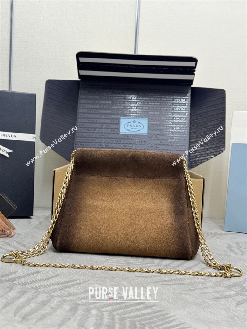 Prada Enchaîne mini suede bag Brown 2025 1BC263 (YZ-250927032)