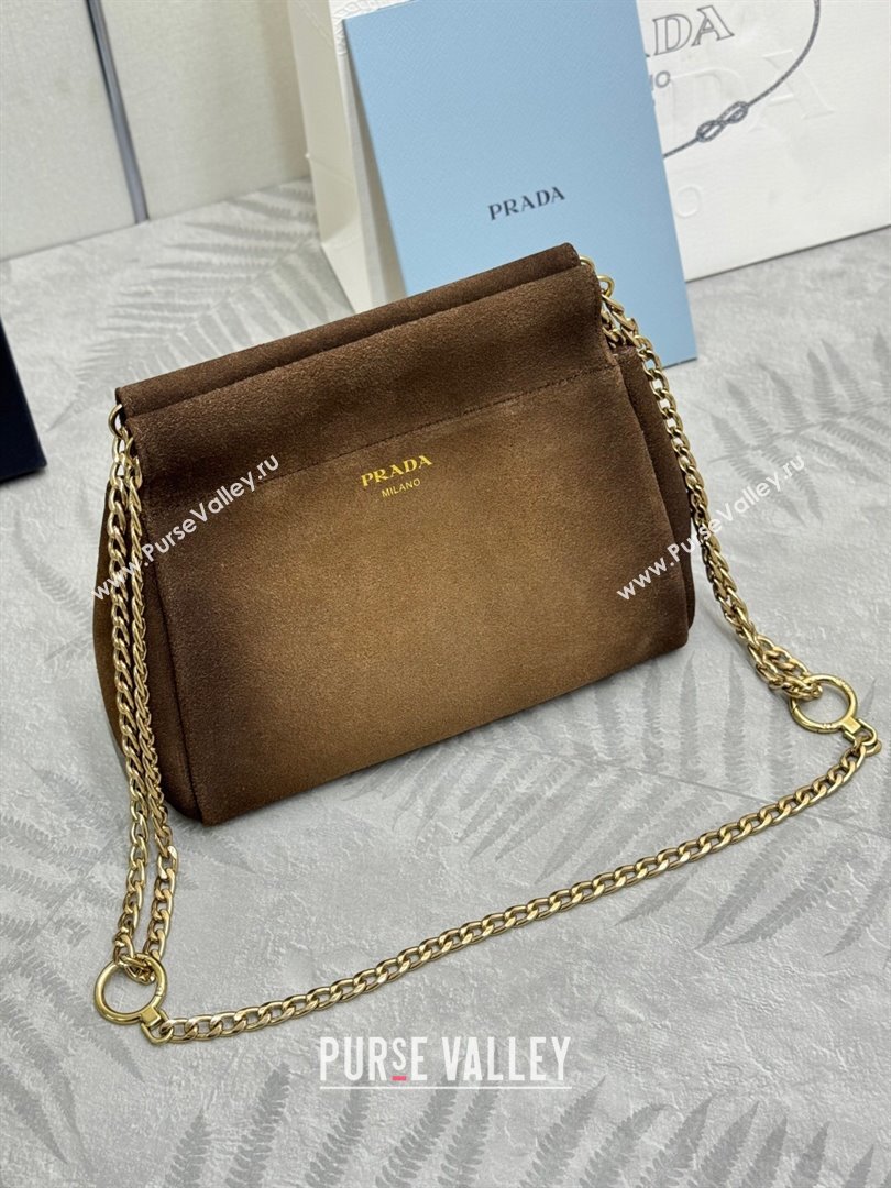 Prada Enchaîne mini suede bag Brown 2025 1BC263 (YZ-250927032)