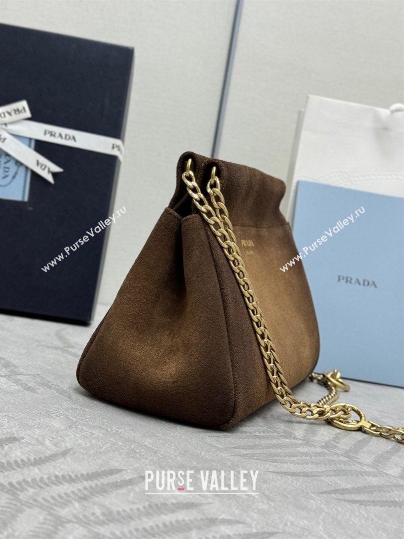 Prada Enchaîne mini suede bag Brown 2025 1BC263 (YZ-250927032)