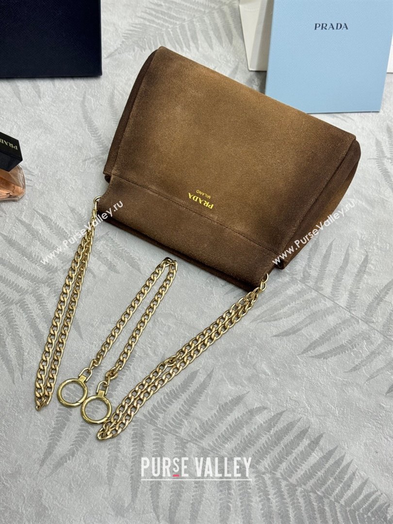 Prada Enchaîne mini suede bag Brown 2025 1BC263 (YZ-250927032)