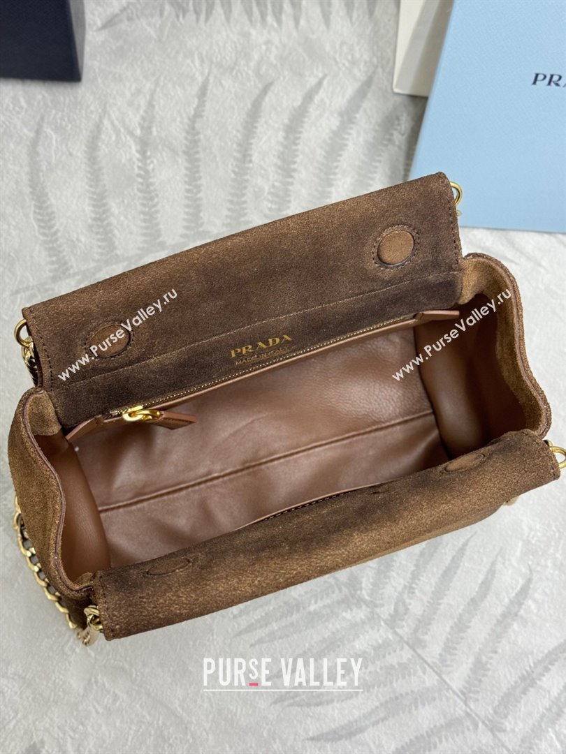 Prada Enchaîne mini suede bag Brown 2025 1BC263 (YZ-250927032)