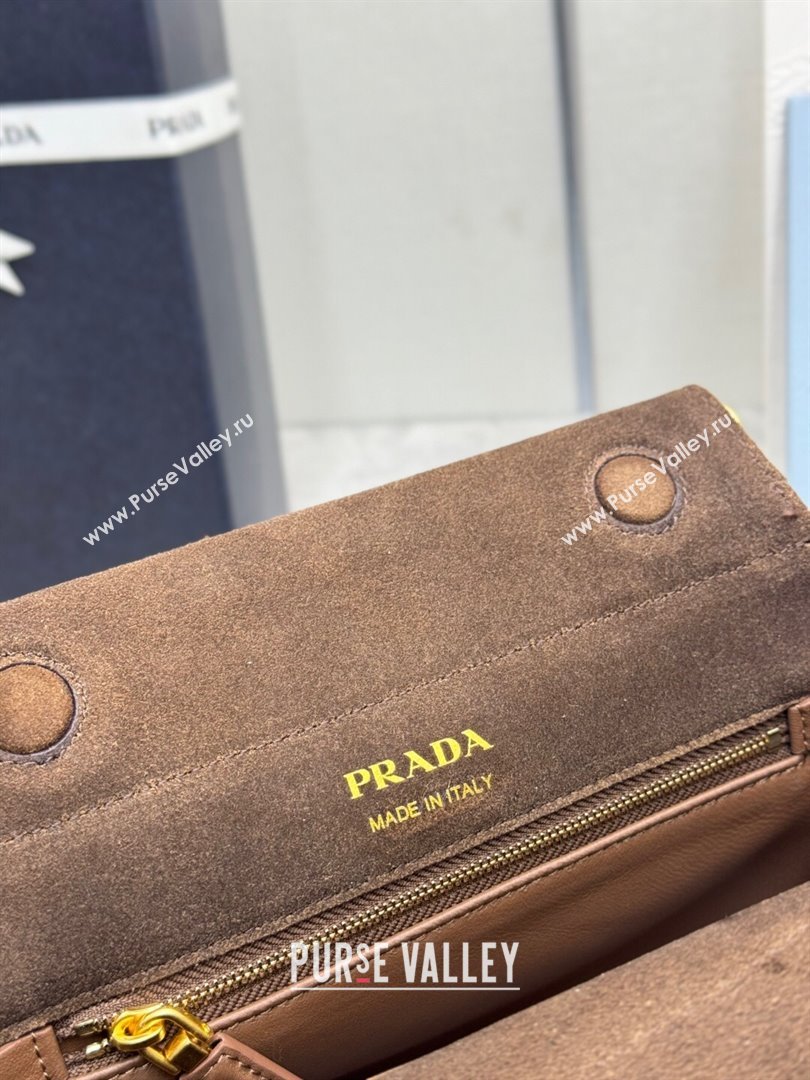Prada Enchaîne mini suede bag Brown 2025 1BC263 (YZ-250927032)
