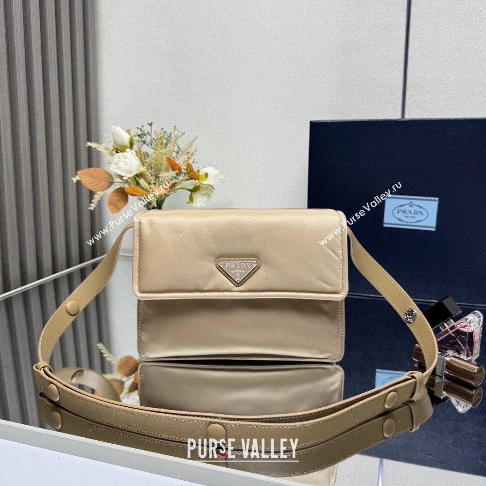 Prada Traveller small padded Re-Nylon shoulder bag Beige 2025 1BD313 (YZ-250927052)