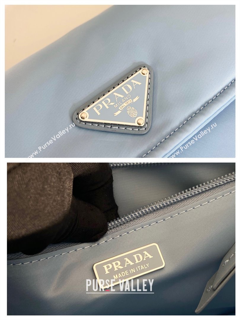 Prada Traveller small padded Re-Nylon shoulder bag Light Blue 2025 1BD313 (YZ-250927054)
