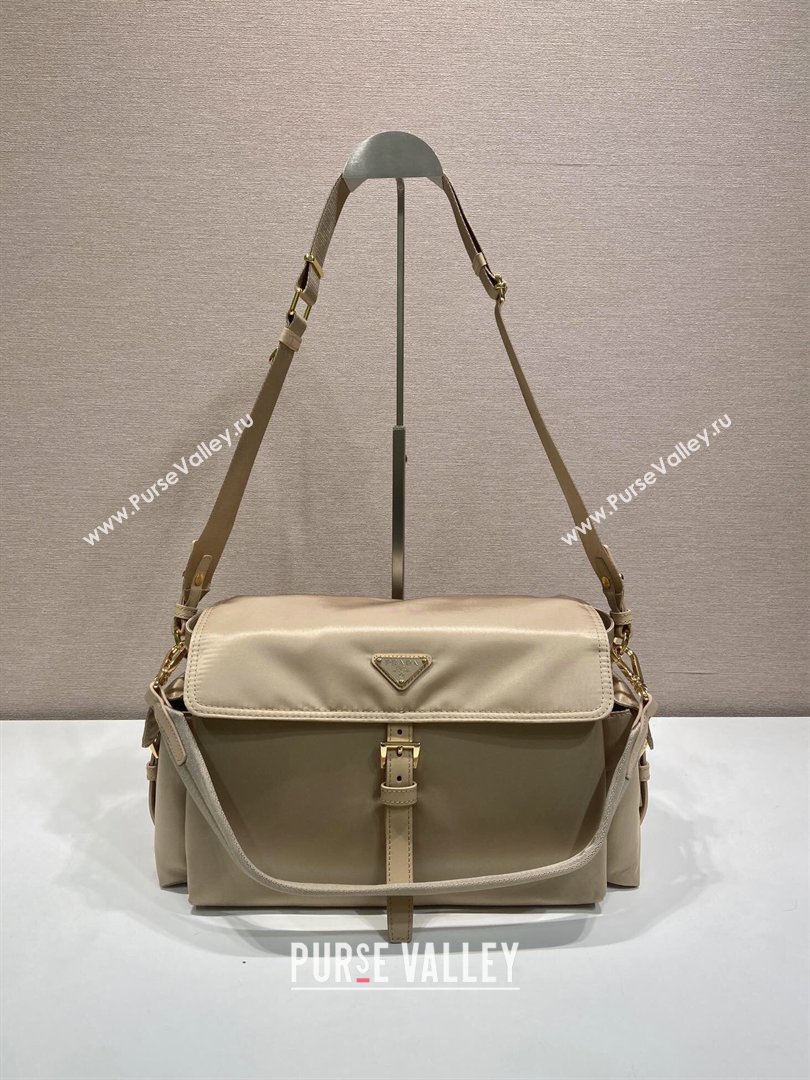 Prada Explore large Re-Nylon shoulder bag with flap Light Beige 2026 1BD391 (YZ-260410086)