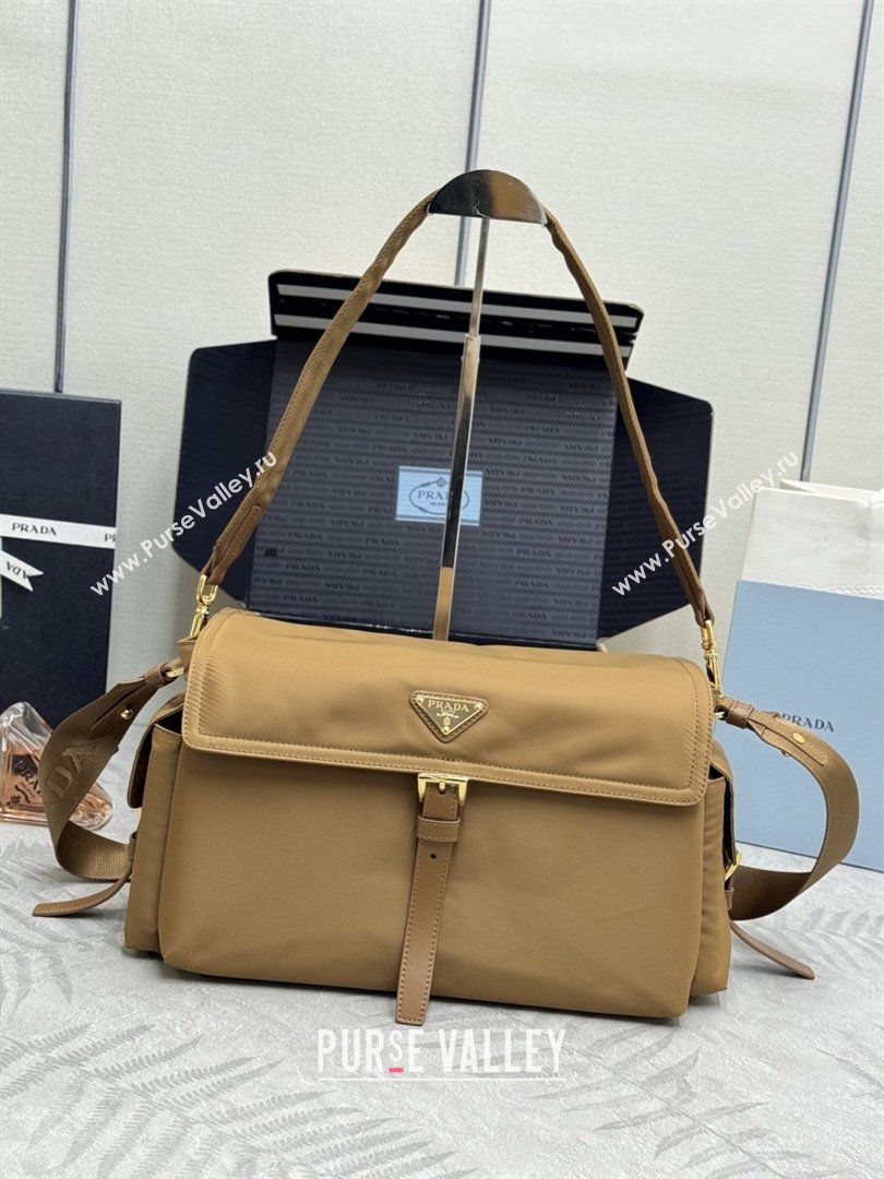 Prada Explore large Re-Nylon shoulder bag with flap Cork 2026 1BD391 (YZ-260410085)