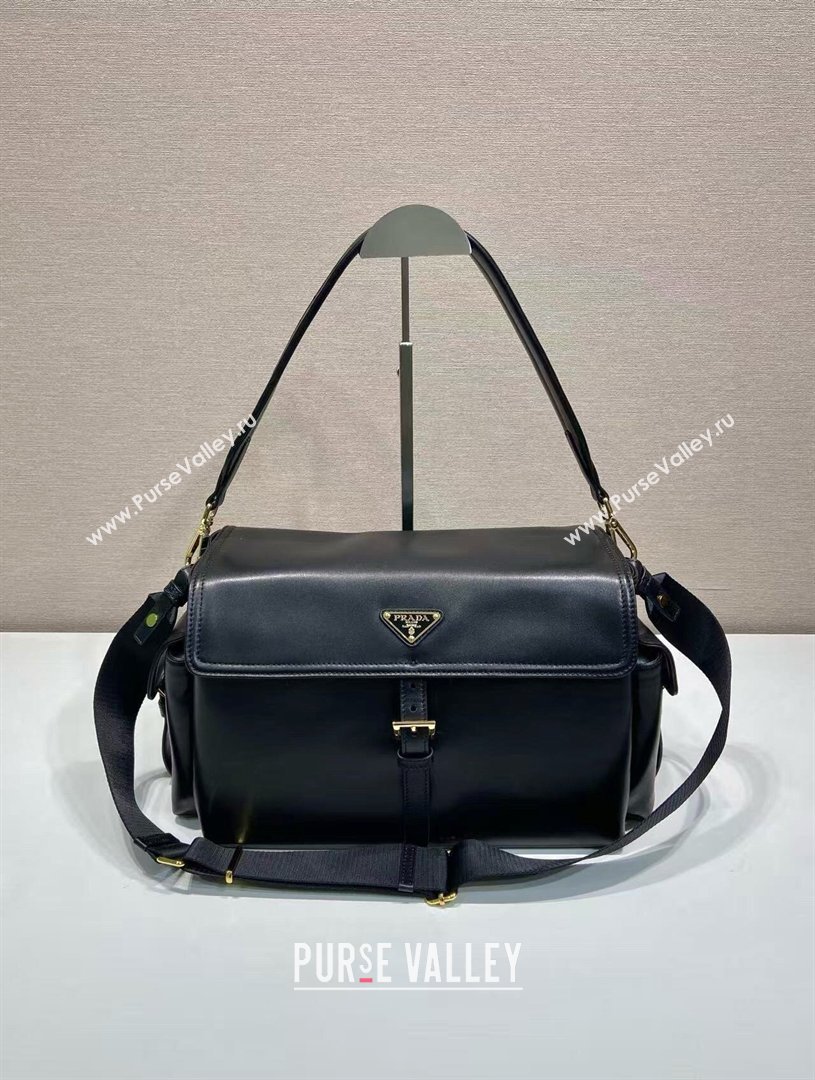 Prada Explore large nappa leather shoulder bag with flap Black 2026 1BD391 (YZ-260410087)