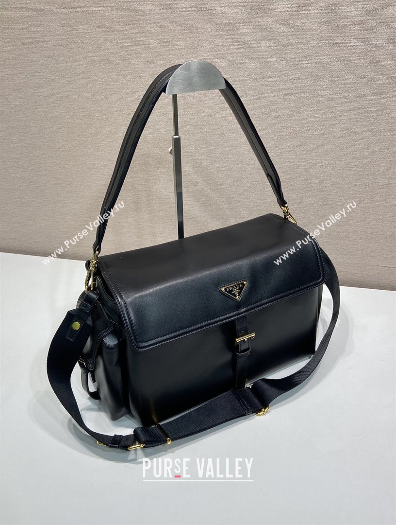 Prada Explore large nappa leather shoulder bag with flap Black 2026 1BD391 (YZ-260410087)