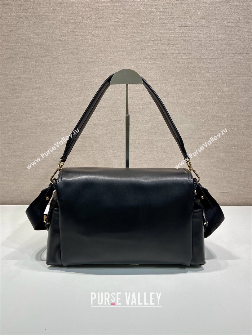 Prada Explore large nappa leather shoulder bag with flap Black 2026 1BD391 (YZ-260410087)