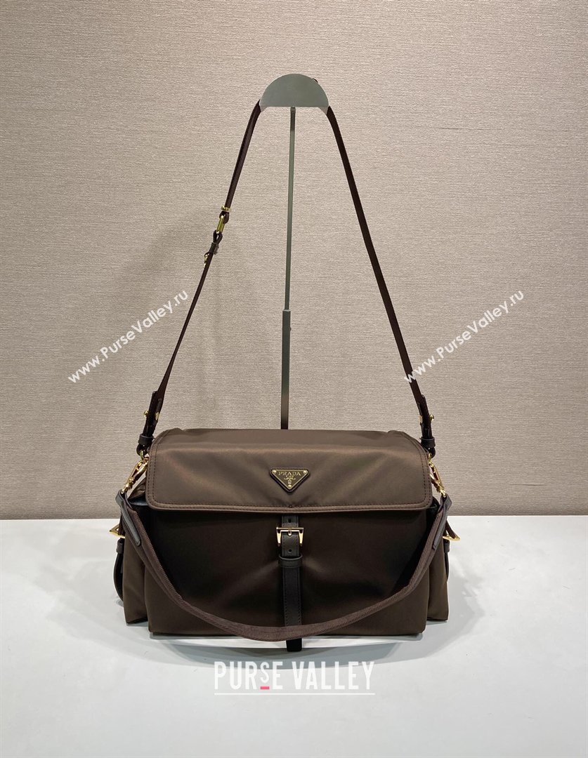 Prada Explore large Re-Nylon shoulder bag with flap Sienna Brown 2026 1BD391 (YZ-260410088)