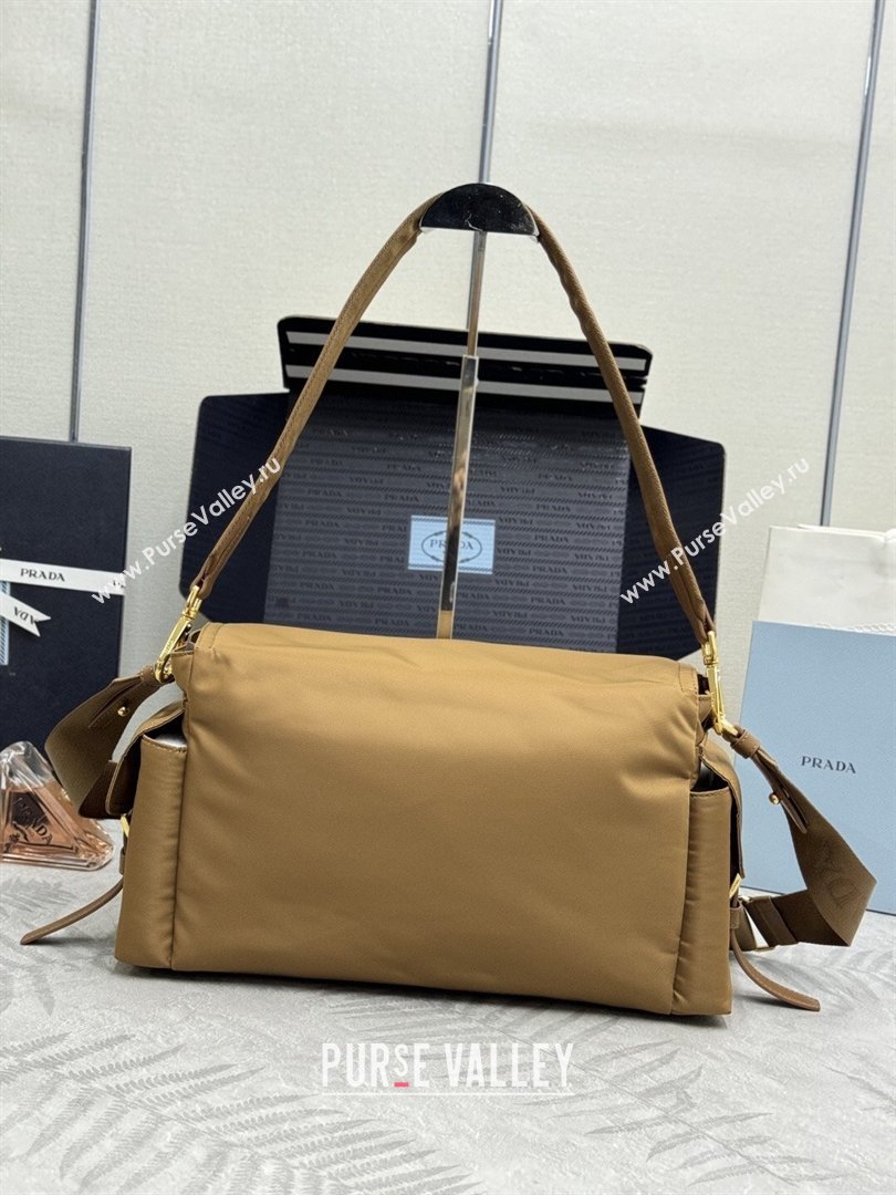 Prada Explore large Re-Nylon shoulder bag with flap Cork 2026 1BD391 (YZ-260410085)