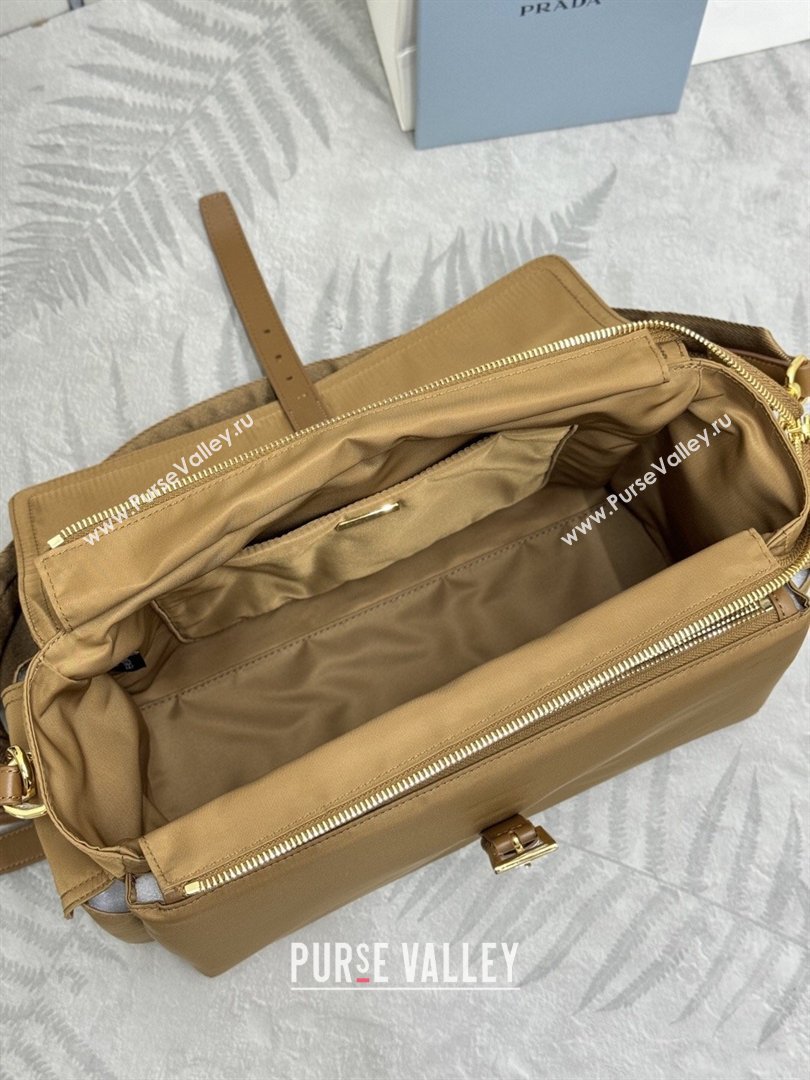 Prada Explore large Re-Nylon shoulder bag with flap Cork 2026 1BD391 (YZ-260410085)