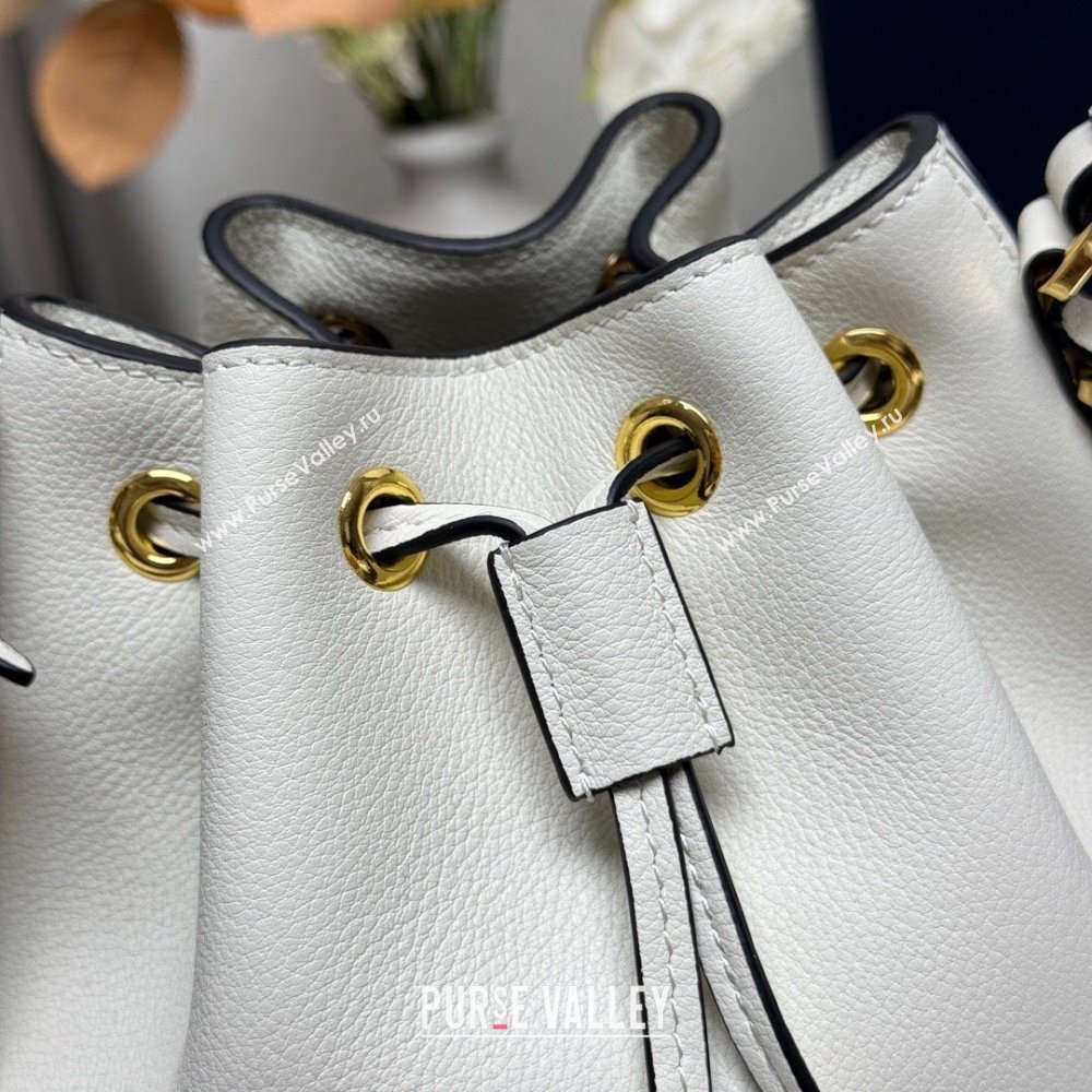 Prada Leather mini bucket bag 1BE067 White 2025 (YZ-250407040)