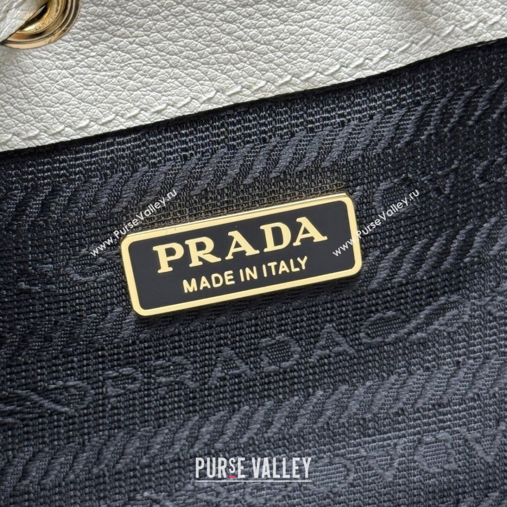 Prada Leather mini bucket bag 1BE067 White 2025 (YZ-250407040)